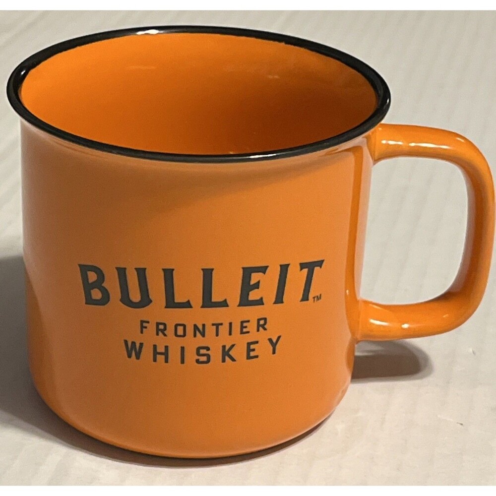 Bulleit Mug Frontier Whiskey Campfire Coffee Orange Black Logo